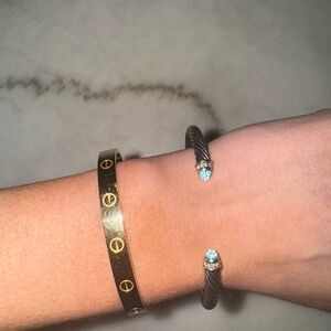 David Yurman Classic Cable Bracelet with Blue Topaz and Diamonds